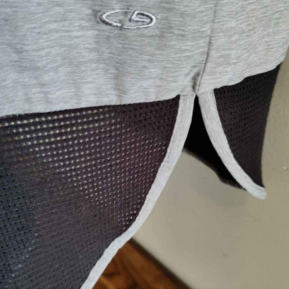 C9 by Champion Active Tee, Size M, Heathered Gray w/Black Mesh, Longer in Back - Picture 3 of 7